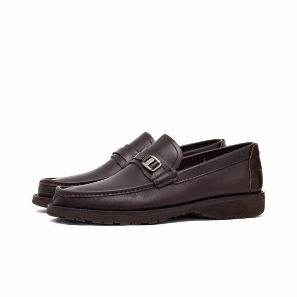 950$ Ferragamo Men\'s Gancini Logo Brown Leather Loafers US 9.5 EE main image 12